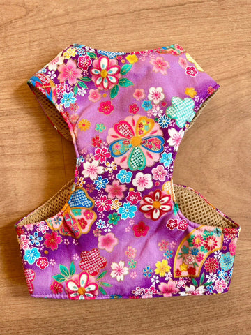 Arnés de tela japonesa para perros LL Sakura y flor de ciruelo