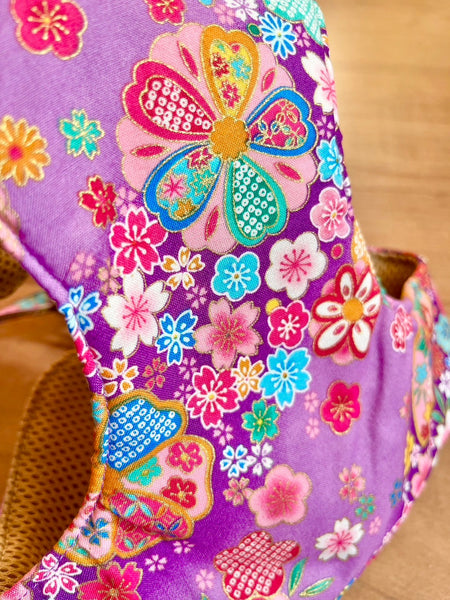 Arnés de tela japonesa para perros LL Sakura y flor de ciruelo