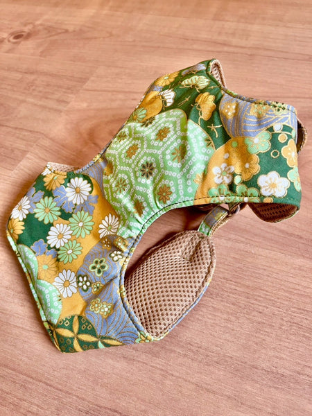 Arnés de tela japonesa para perros y gatos M  Verde