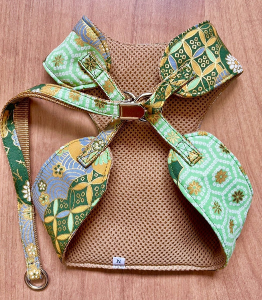 Arnés de tela japonesa para perros y gatos M  Verde